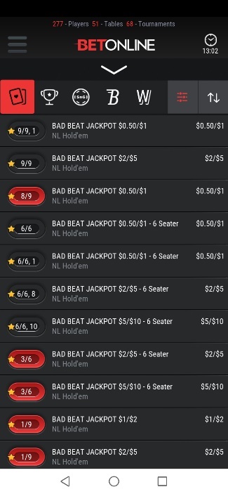 betonline mobile lobby bad beat jackpot