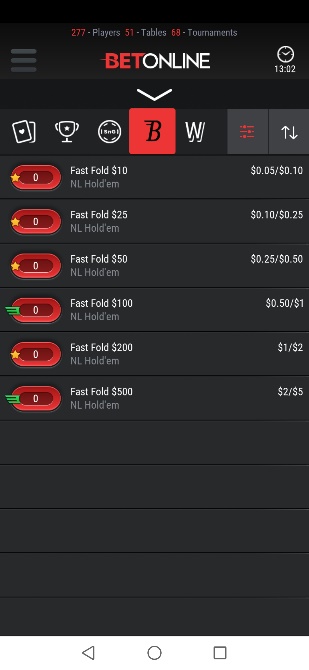 betonline mobile lobby fast fold