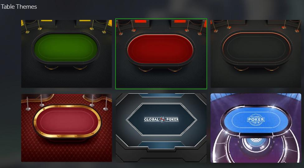 global poker's customizable table themes