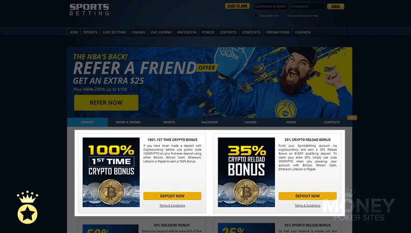 image of cryptocurrency poker site sportsbetting